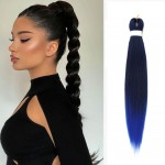 Coada de par dreapta Vigorous Easy Jumbo Braids Hair de 65 cm Brunet -Blue Ombre EZT1BBlue